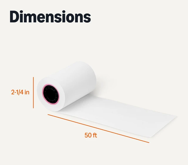 Alt view image 5 of 5 - Thermal Paper Receipt Rolls for POS, 2 1/4" x 50', BPA-Free, FSC Certified, Recycled Materials, White, 50 Rolls