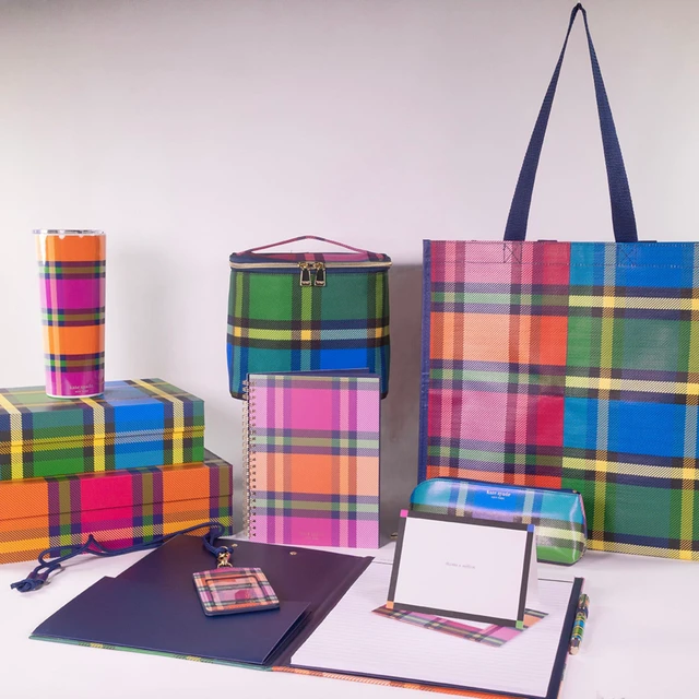 Alt view image 6 of 7 - Pen and Pencil Case with Office Supplies, Zip Pouch Includes 2 Pencils, Sharpener, Eraser, and Ruler, Grand Plaid Duo