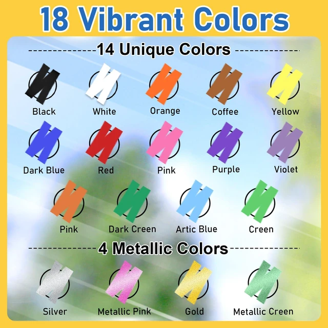 Alt view image 2 of 7 - Window Markers, Jumbo Chalk Markers, 10mm Thick Tip, 18 Colors Metallic Colors, Washable, for Glass, Blackboard, Car Marker for Auto, Chalkboard, Mirror, Calendar, School Painting