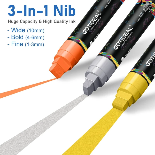 Alt view image 3 of 7 - Window Markers, Jumbo Chalk Markers, 10mm Thick Tip, 18 Colors Metallic Colors, Washable, for Glass, Blackboard, Car Marker for Auto, Chalkboard, Mirror, Calendar, School Painting