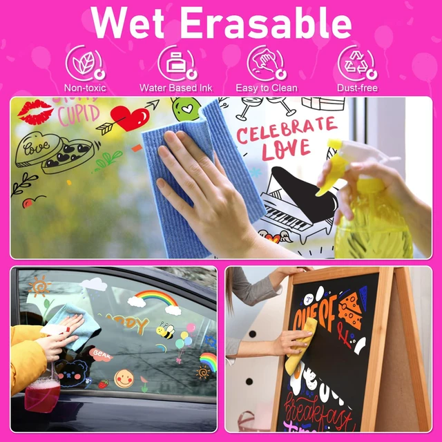 Alt view image 4 of 7 - Window Markers, Jumbo Chalk Markers, 10mm Thick Tip, 18 Colors Metallic Colors, Washable, for Glass, Blackboard, Car Marker for Auto, Chalkboard, Mirror, Calendar, School Painting