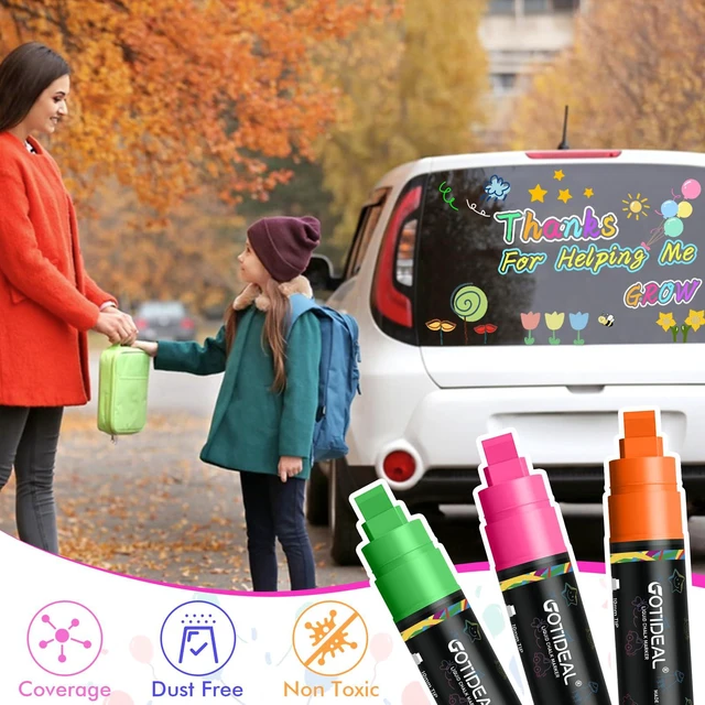 Alt view image 5 of 7 - Window Markers, Jumbo Chalk Markers, 10mm Thick Tip, 18 Colors Metallic Colors, Washable, for Glass, Blackboard, Car Marker for Auto, Chalkboard, Mirror, Calendar, School Painting