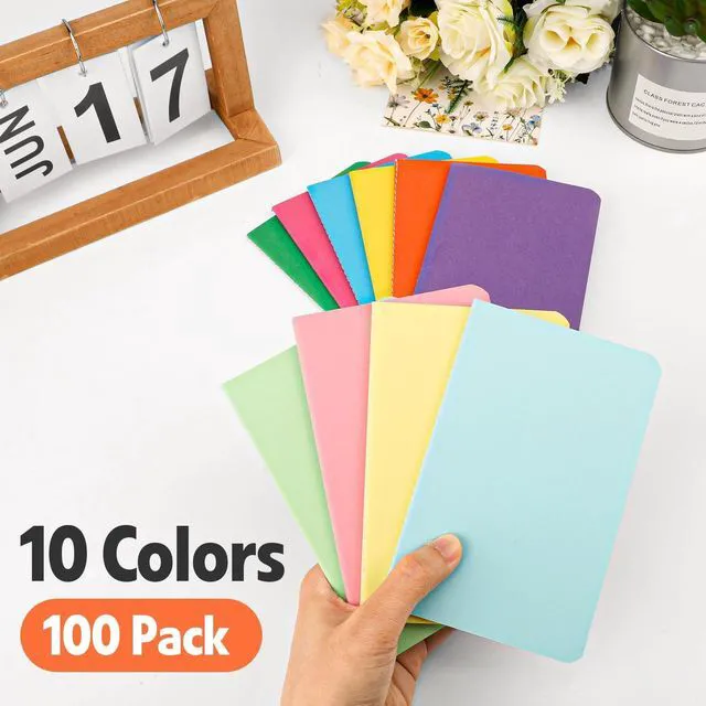 Alt view image 3 of 6 - 100 Pack Small Mini Notebook Bulk, 3.5x5.5 Lined Pocket Notebook with Colored Cover, 10 Colors 24 Sheets (48 Pages) Small Journals for Traveler, Students, School Supplies
