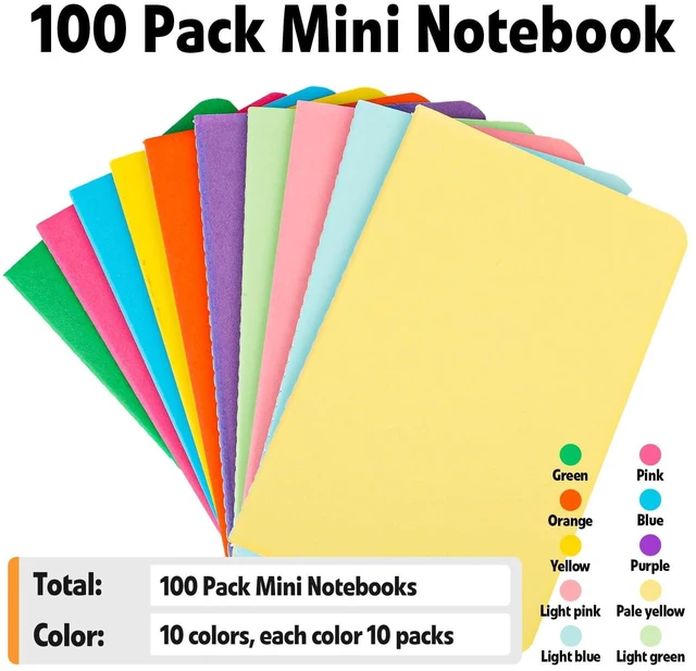 Alt view image 6 of 6 - 100 Pack Small Mini Notebook Bulk, 3.5x5.5 Lined Pocket Notebook with Colored Cover, 10 Colors 24 Sheets (48 Pages) Small Journals for Traveler, Students, School Supplies