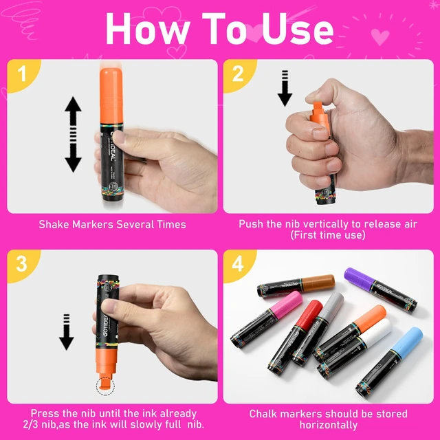 Alt view image 7 of 7 - Window Markers, Jumbo Chalk Markers, 10mm Thick Tip, 18 Colors Metallic Colors, Washable, for Glass, Blackboard, Car Marker for Auto, Chalkboard, Mirror, Calendar, School Painting