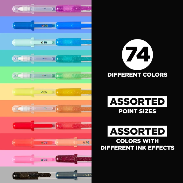 Alt view image 2 of 6 - Gelly Roll Gel Pens Gift Set, Assorted Colors, 74 Pack Glitter & Metallic Special Effects Pens, Great Gift for Journaling, Art, Coloring, Lettering & Drawing, Storage Case