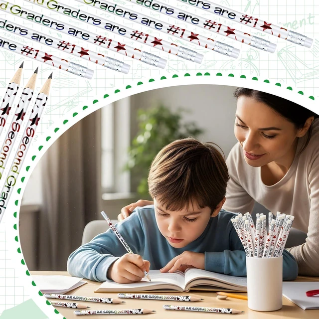 Alt view image 7 of 7 - 48 Pcs 2nd Graders Pencils Bulk Motivational Pencil with Eraser Welcome to Second Grade, Back to School Gifts for Students, Inspirational Pencil, for Student Teacher Classroom Reward