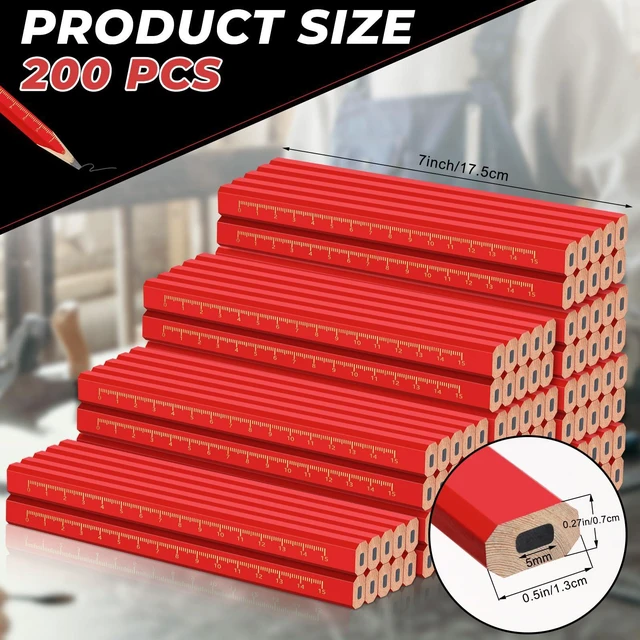 Alt view image 2 of 7 - 200Pcs Heavy Duty Carpenter & Construction Pencils Bulk Pack of 200 Black Wood Pencils for Carpenters, Builders, & DIY Projects Long Lasting & Professional Grade