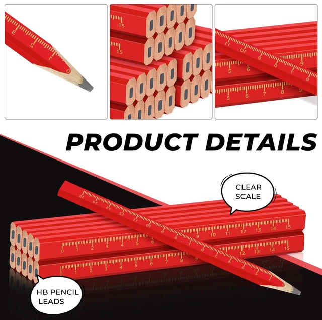 Alt view image 3 of 7 - 200Pcs Heavy Duty Carpenter & Construction Pencils Bulk Pack of 200 Black Wood Pencils for Carpenters, Builders, & DIY Projects Long Lasting & Professional Grade
