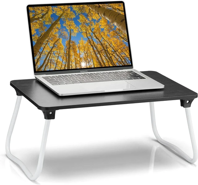 Main image of Foldable Lap Desk Laptop Stand Bed Desk Table Tray, Breakfast Serving Tray, Portable & Lightweight Mini Table, Lap Tablet Desk for Sofa Couch Floor - Black