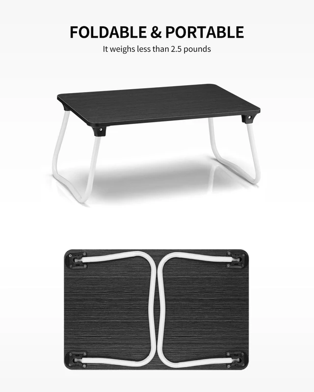 Alt view image 5 of 6 - Foldable Lap Desk Laptop Stand Bed Desk Table Tray, Breakfast Serving Tray, Portable & Lightweight Mini Table, Lap Tablet Desk for Sofa Couch Floor - Black