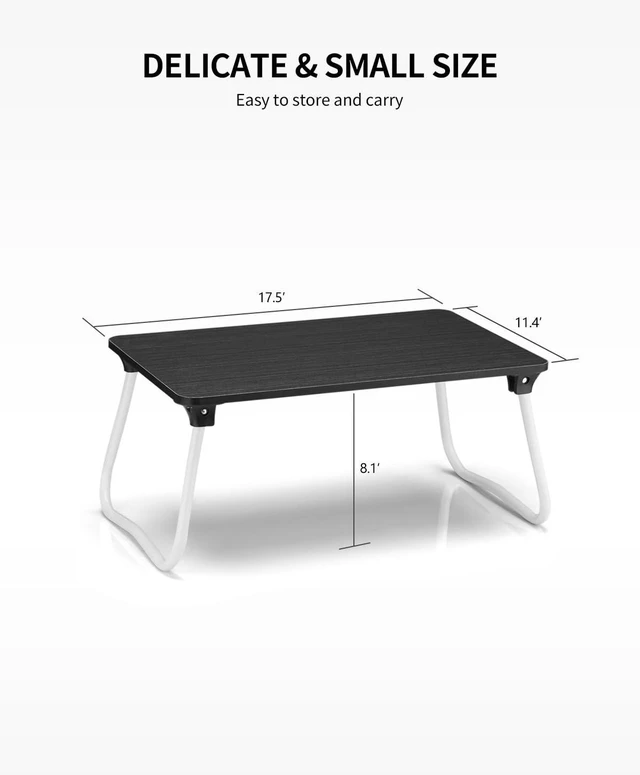 Alt view image 6 of 6 - Foldable Lap Desk Laptop Stand Bed Desk Table Tray, Breakfast Serving Tray, Portable & Lightweight Mini Table, Lap Tablet Desk for Sofa Couch Floor - Black