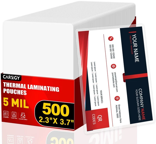 Main image of 500 Count Thermal Laminating Pouches,5Mil,Hold 2 x 3.5 inch Business Card Laminate Pouches for Laminator, Clear Lamination Paper Protection 2.3 x 3.7 inch, Round Corner, Home & Office