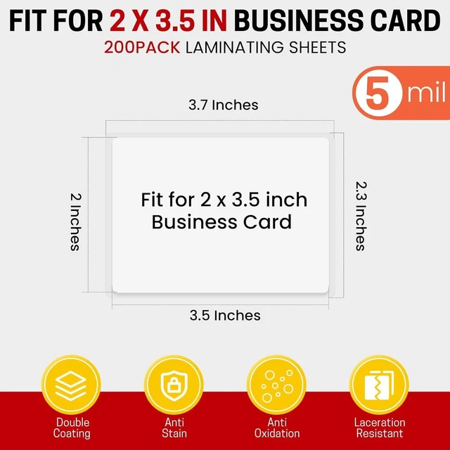 Alt view image 2 of 7 - 500 Count Thermal Laminating Pouches,5Mil,Hold 2 x 3.5 inch Business Card Laminate Pouches for Laminator, Clear Lamination Paper Protection 2.3 x 3.7 inch, Round Corner, Home & Office