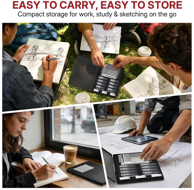 Alt view image 6 of 7 - 0.5&0.7mm Metal Mechanical Pencil Set, 8-Pack with Eraser Pen and Case 480 HB Lead Refills, 3 Erasers + 10 Eraser Refills, Two Sizes, for Writing, Drawing, Drafting, Sketching