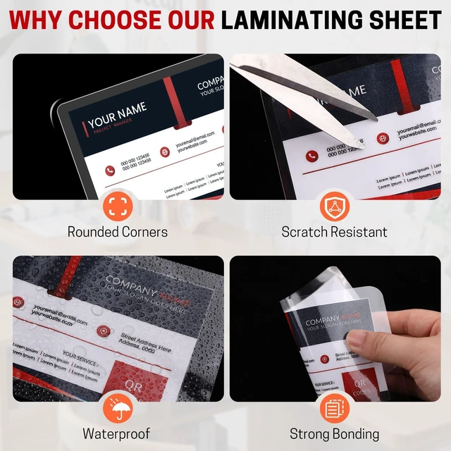Alt view image 6 of 7 - 500 Count Thermal Laminating Pouches,5Mil,Hold 2 x 3.5 inch Business Card Laminate Pouches for Laminator, Clear Lamination Paper Protection 2.3 x 3.7 inch, Round Corner, Home & Office