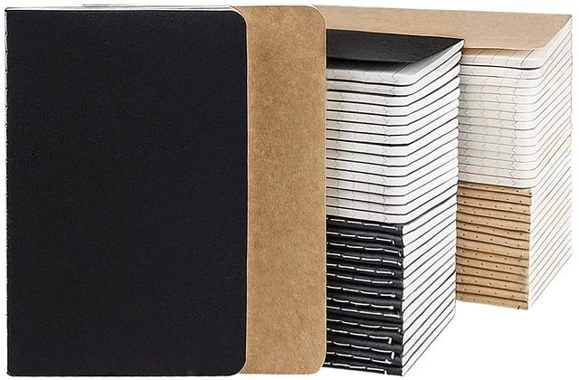 Main image of Mini Notepads Bulk 60 Pack Small Journal Pocket Notepad Kraft Brown&Black Notebooks for Kids 3.5 x 5.5 Inches, 30 Sheets/60 Pages