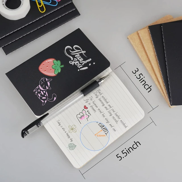Alt view image 2 of 7 - Mini Notepads Bulk 60 Pack Small Journal Pocket Notepad Kraft Brown&Black Notebooks for Kids 3.5 x 5.5 Inches, 30 Sheets/60 Pages