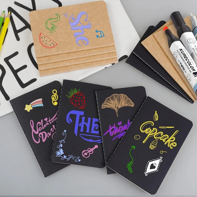 Alt view image 4 of 7 - Mini Notepads Bulk 60 Pack Small Journal Pocket Notepad Kraft Brown&Black Notebooks for Kids 3.5 x 5.5 Inches, 30 Sheets/60 Pages