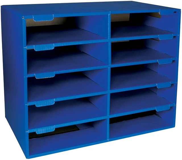 Main image of Classroom Keepers Sturdy Cardboard Mailbox, 10-Slot, Blue, 16-5/8"H x 21" W x 12-7/8"D, 1 Unit