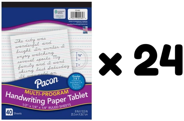 Alt view image 2 of 4 - PAC2482 Multi-Program Ruled Handwriting Paper, 8" x 10.5", 40 Sheets, D'Nealian Grades 2-3 and Zaner-Bloser Grade 2, 0.5" Ruling, 0.25" Dotted Midline, 0.25" Descender Space, Class Pack of 24