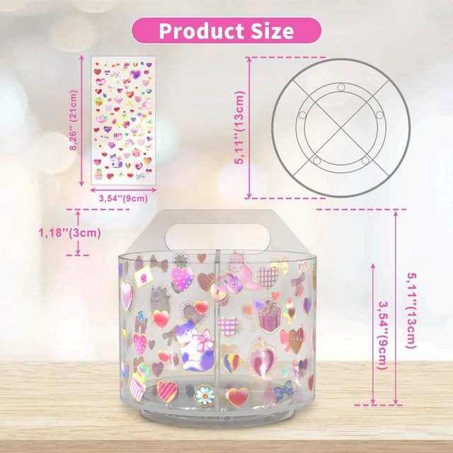 Alt view image 3 of 7 - Acrylic Pencil Organizer for Desk Crayon Organizer with Adhesive Sticker Rotating Art Supply Organizer with Kawaii Sticker