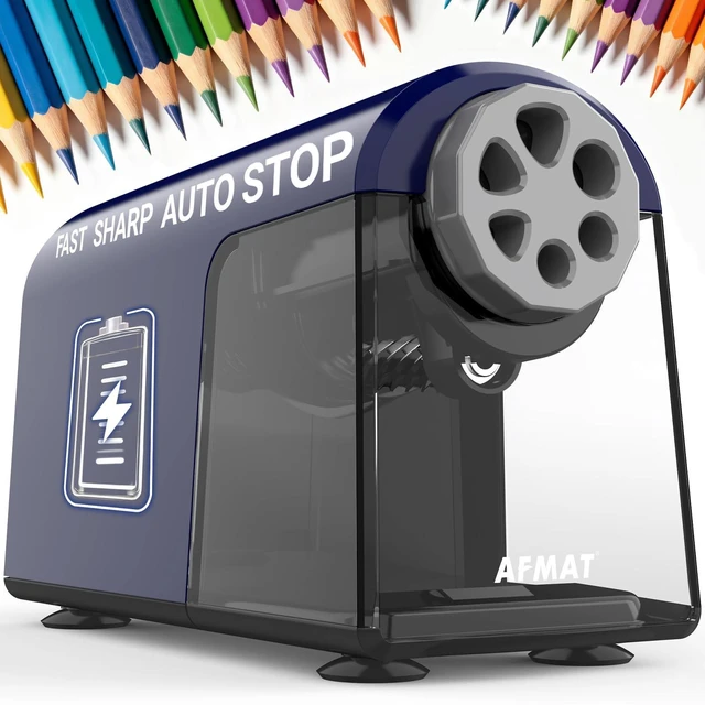 Main image of Electric Pencil Sharpener for Classroom, 6 Holes, Cordless & Rechargeable, Fast Sharpen, Auto Stop, 10K+ Uses, Heavy Duty Pencil Sharpener for 6-11mm No.2/Large/Colored Pencils PSD2(Blue)