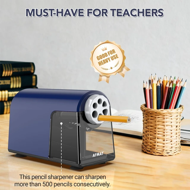 Alt view image 7 of 7 - Electric Pencil Sharpener for Classroom, 6 Holes, Cordless & Rechargeable, Fast Sharpen, Auto Stop, 10K+ Uses, Heavy Duty Pencil Sharpener for 6-11mm No.2/Large/Colored Pencils PSD2(Blue)