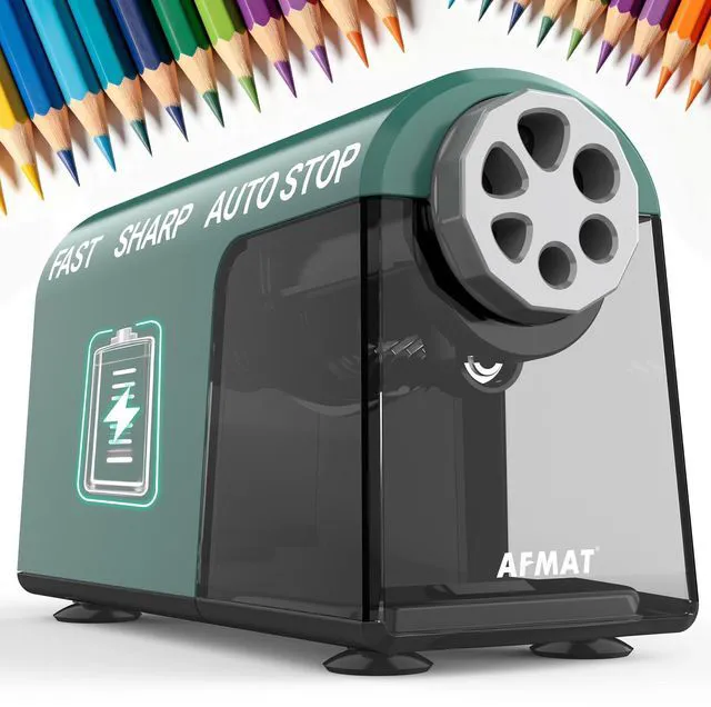Main image of Electric Pencil Sharpener for Classroom, 6 Holes, Cordless & Rechargeable, Fast Sharpen, Auto Stop, 10K+ Uses, Heavy Duty Pencil Sharpener for 6-11mm No.2/Large/Colored Pencils PSD2(Green)
