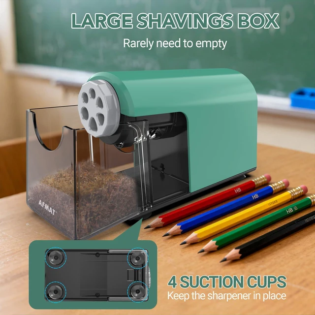 Alt view image 5 of 7 - Electric Pencil Sharpener for Classroom, 6 Holes, Cordless & Rechargeable, Fast Sharpen, Auto Stop, 10K+ Uses, Heavy Duty Pencil Sharpener for 6-11mm No.2/Large/Colored Pencils PSD2(Green)