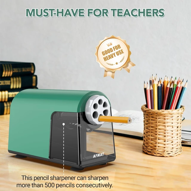 Alt view image 7 of 7 - Electric Pencil Sharpener for Classroom, 6 Holes, Cordless & Rechargeable, Fast Sharpen, Auto Stop, 10K+ Uses, Heavy Duty Pencil Sharpener for 6-11mm No.2/Large/Colored Pencils PSD2(Green)