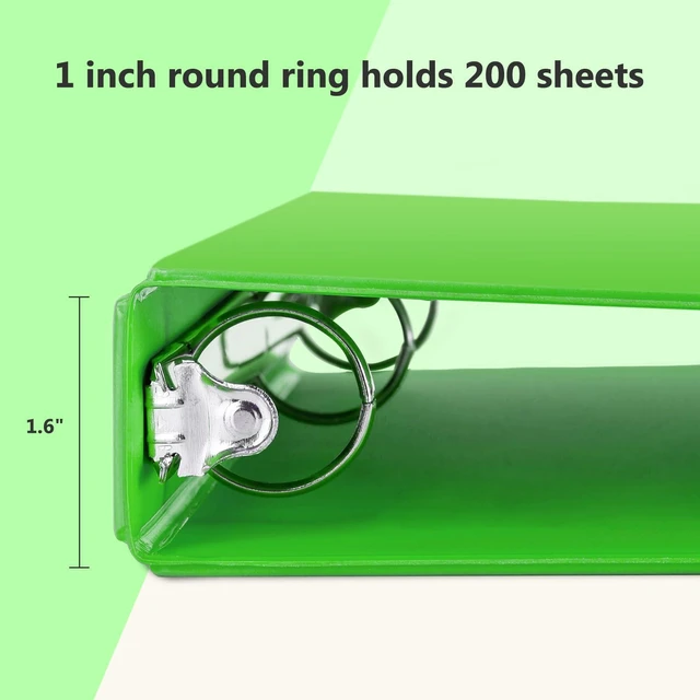 Alt view image 3 of 7 - 1 Inch Round Ring View Binder for Durability, 6-Pack (Ivy Green) Standard 3 Ring Binder for 200 Sheets of US Letter Size Paper, PVC-Free, Clear View Cover, Office Home School Use
