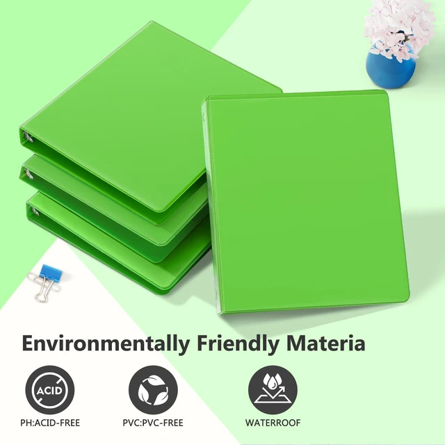 Alt view image 6 of 7 - 1 Inch Round Ring View Binder for Durability, 6-Pack (Ivy Green) Standard 3 Ring Binder for 200 Sheets of US Letter Size Paper, PVC-Free, Clear View Cover, Office Home School Use