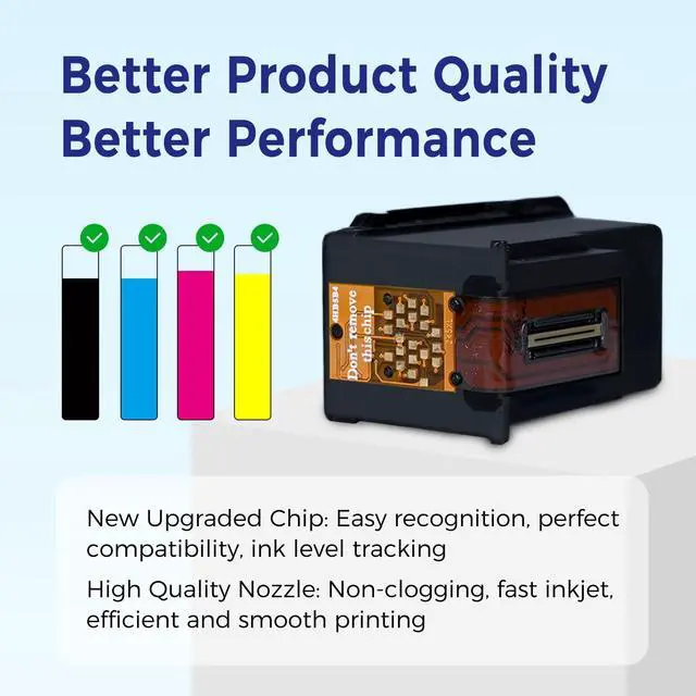 Alt view image 6 of 7 - 67XL Ink Compatible for HP Ink 67 HP 67XL 2 Pack Black Upgraded Chip 67XL Ink Use for DeskJet 2855e 2827e 2800e 4255e 2755e 2700e 2852e 2700 4155e 2734e Envy 6000 6055e Printer