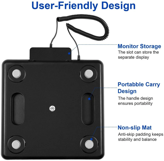 Alt view image 7 of 7 - Shipping Scale 440lbs for Packages,Lightweight Carbon Fibre Heavy Duty Digital Postal Scale,0.5 oz High Accuracy Commercial Scale with Charging Cable & Batteries for Small Business,Warehouse