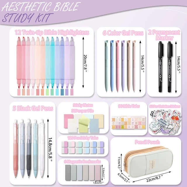 Alt view image 2 of 7 - 58 Bible Study Supplies Journaling Kit, Bible Highlighters, Khaki Bible Study Kit for Women, Bible Accessories Helps Highlight Verses, Organize Notes and Deepen Faith Through Scripture Prayer