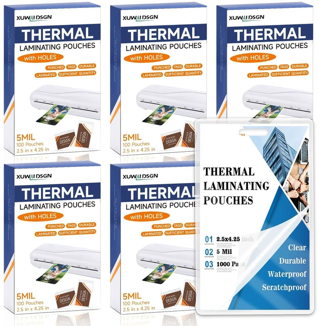 Main image of 1000 Pack 5mil 2.5" x 4.2" Thermal Laminating Pouches Badge Laminate Pouches Clear Laminated Luggage Tags Printable Laminator Pouches for Business Permits Cards