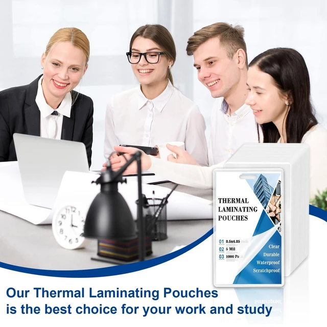 Alt view image 7 of 7 - 1000 Pack 5mil 2.5" x 4.2" Thermal Laminating Pouches Badge Laminate Pouches Clear Laminated Luggage Tags Printable Laminator Pouches for Business Permits Cards