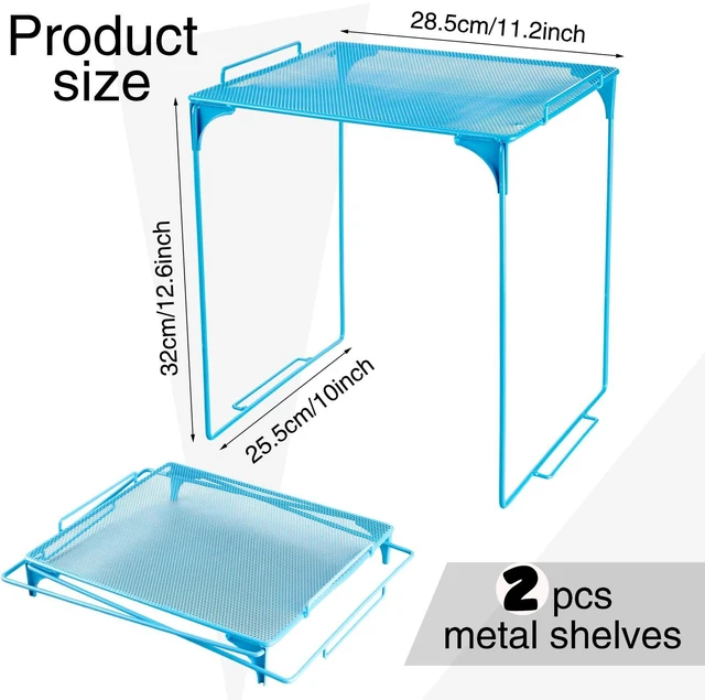 Alt view image 2 of 6 - 13 Pcs Locker Organizer Kit Stackable Mesh Shelves School, Blue