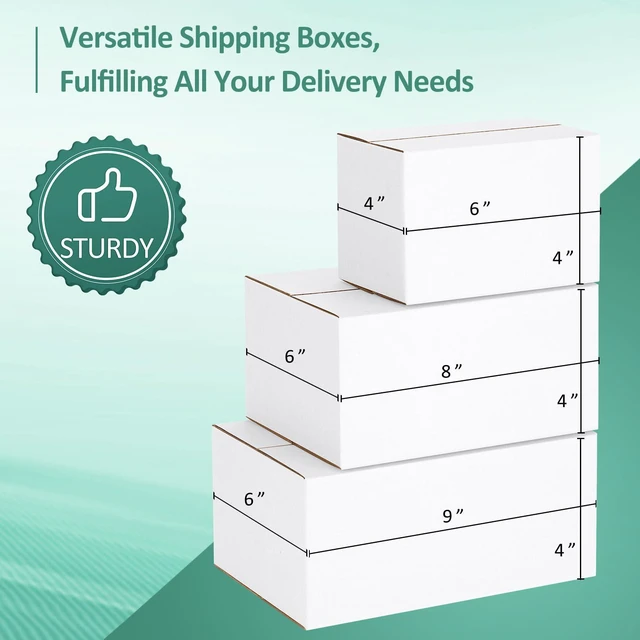 Alt view image 4 of 7 - 30 Pack Small Shipping Boxes Assorted Sizes, White Corrugated Box Mailers, Cardboard Boxes for Packaging Small Business, Mailing, 6x4x4 & 8x6x4 & 9x6x4 10 PCS Each Small Boxes