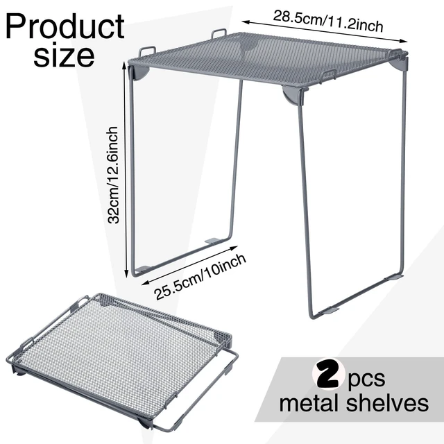 Alt view image 2 of 7 - 13 Pcs Locker Organizer Kit Stackable Mesh Shelves School, Gray