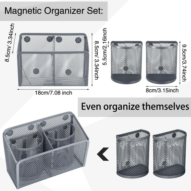 Alt view image 4 of 7 - 13 Pcs Locker Organizer Kit Stackable Mesh Shelves School, Gray