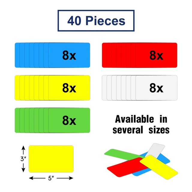Alt view image 2 of 7 - Dry Erase Magnetic Labels 5x3 in, Magnetic Dry Erase Labels 40 Pack Reusable Dry Erase Magnetic Labels for Whiteboards, Locker, School, Classroom, Office, Home