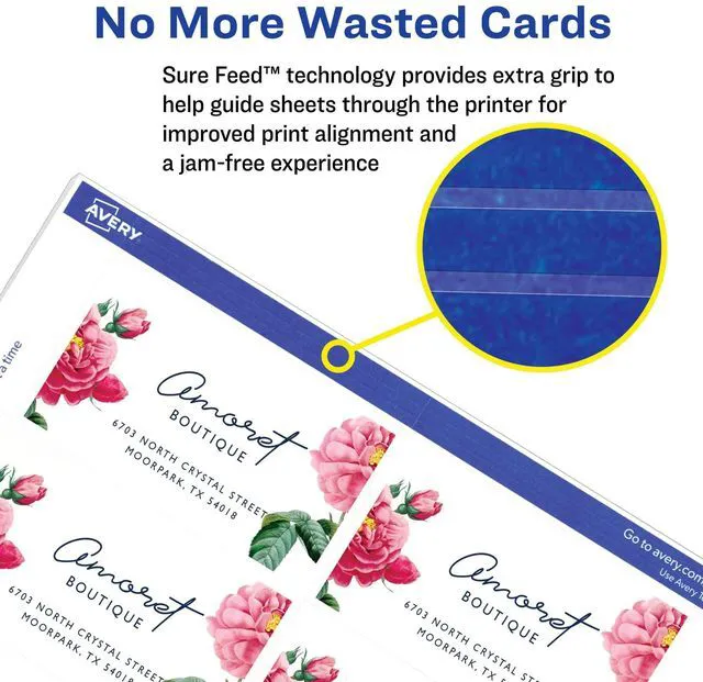 Alt view image 4 of 7 - Printable Business Cards with Sure Feed Technology, 2" x 3.5", White, 250 Blank Cards for Laser Printers (05371)
