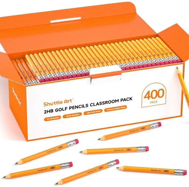 Main image of 400 Pack Golf Pencils With Erasers, #2 HB Pencils Bulk, 3.5 Mini Pencil, Pre-Sharpened Small Pencil for Kids Teachers Classroom Games, Back to School Supplies
