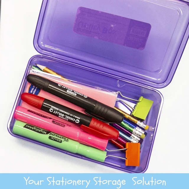 Alt view image 2 of 7 - Basix Multipurpose Pencil Box, Stackable, 24-Case Snap-latch lid for pens, Tools, Crafts, Supplies, Bulk pack, For home and office storage