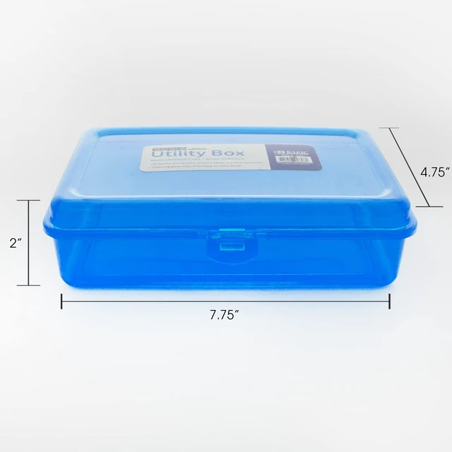 Alt view image 3 of 7 - Basix Multipurpose Pencil Box, Stackable, 24-Case Snap-latch lid for pens, Tools, Crafts, Supplies, Bulk pack, For home and office storage