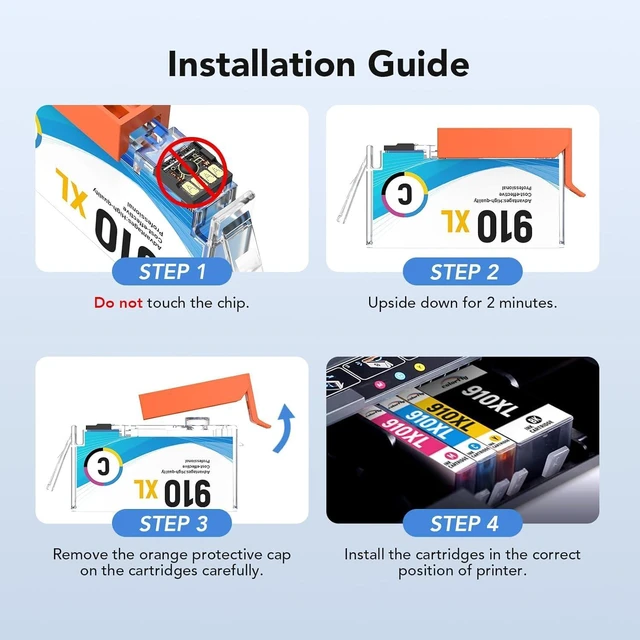 Alt view image 4 of 6 - 910XL Ink Cartridges Combo Pack Replacement for HP Ink 910 XL Color and Black Compatible with OfficeJet Pro 8020 8025 8028 8035 8030 8010 8015 8018 8022 Printers