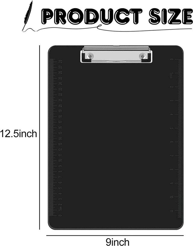Alt view image 2 of 7 - 25 Pack Plastic Clipboards, Black, A4 Letter Size, 12.5 x 9 Inch