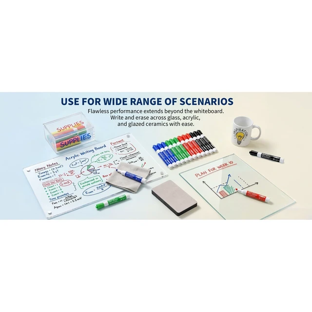 Alt view image 6 of 7 - Dry Erase Markers, Chisel Tip Whiteboard Marker, Low Odor Thick Dry Markers, 36 Bulk 4 Assorted Color Markers for office